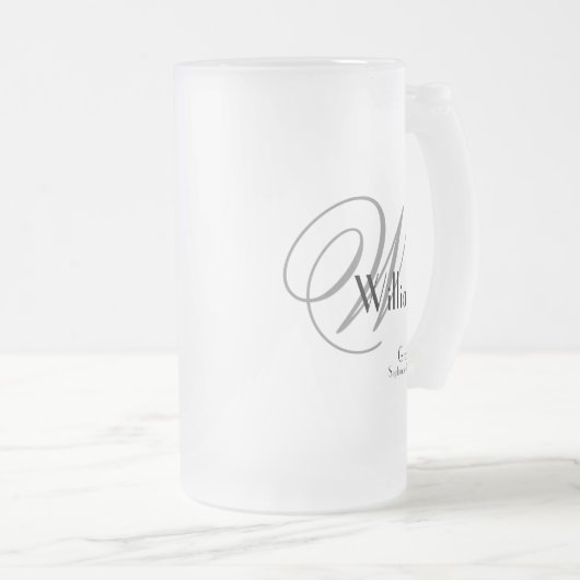 Trauzeuge Geschenk Moderne Monogramm Initial & Nam Mattglas Bierglas (VorderseiteRechts)