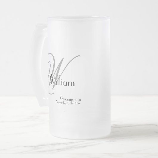 Trauzeuge Geschenk Moderne Monogramm Initial & Nam Mattglas Bierglas (Vorderseite Links)
