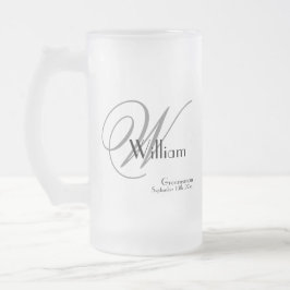 Trauzeuge Geschenk Moderne Monogramm Initial & Nam Mattglas Bierglas