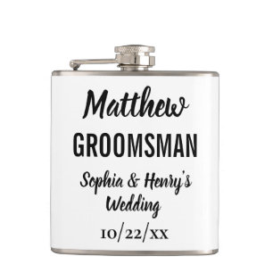Trauzeuge-Geschenk Moderne Typografie Hochzeit Flachmann