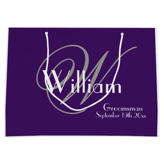 Trauzeuge-Geschenk Monogramm + Name Moderner Coole Große Geschenktüte (Vorderseite)