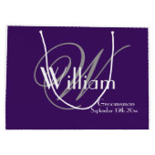 Trauzeuge-Geschenk Monogramm + Name Moderner Coole Große Geschenktüte (Rückseite)