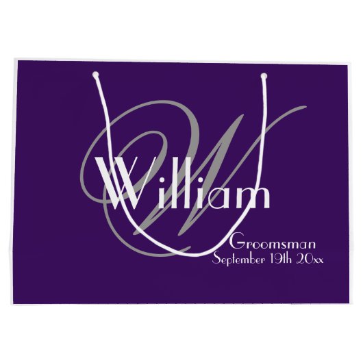 Trauzeuge-Geschenk Monogramm + Name Moderner Coole Große Geschenktüte (Rückseite)