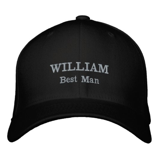 Trauzeuge-Geschenk Name Skript Cool Black Classic Bestickte Baseballkappe (Vorderseite)