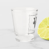 Trauzeuge Geschenk rustikale Chic Monogramm + Name Schnapsglas (Links)