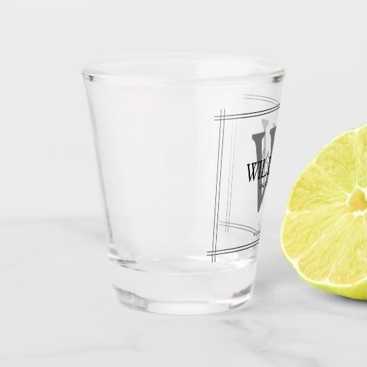 Trauzeuge Geschenk rustikale Chic Monogramm + Name Schnapsglas (Links)