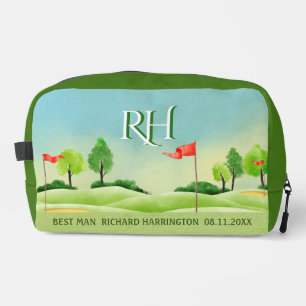 TRAUZEUGE Golf Theme Course Grüntöne Monogramm Nam Waschbeutel