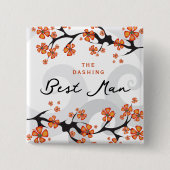 TRAUZEUGE Hibisken Wirbel Tropischer Hochzeitname Button (Vorderseite)