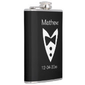 Trauzeuge hinzufügen Name Jahr Schwarzer Bug Shirt Flachmann (Rechts)