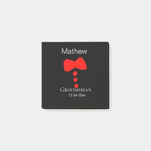 Trauzeuge hinzufügen Name Jahr Schwarzer Bug Shirt Post-it Klebezettel (Vorderseite)