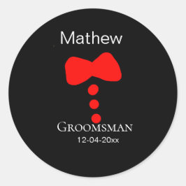 Trauzeuge hinzufügen Name Jahr Schwarzer Bug Shirt Runder Aufkleber