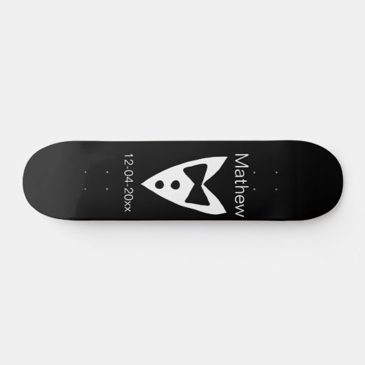 Trauzeuge hinzufügen Name Jahr Schwarzer Bug Shirt Skateboard (Horizontal)