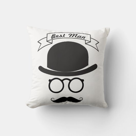 Trauzeuge Hipster Glasses Hat Handlebar Mustache Kissen (Vorderseite)