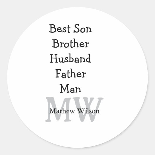 Trauzeuge in Ehemann Papa zitiert Namen hinzufügen Runder Aufkleber (Vorderseite)