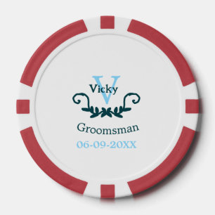 Trauzeuge Junggeselinnen-Abschied Blau Vintager Kl Pokerchips