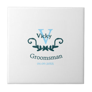 Trauzeuge Junggesellinnenparty blau vintage klassi Fliese