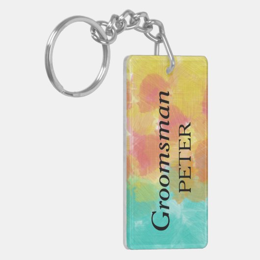 Trauzeuge Künstlerisch Wasserfarbe Schlüsselanhänger (Vorderseite links)