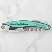 Trauzeuge Light Turquoise Hochzeitsschrauben Kellnermesser (Vorderseite)