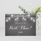 Trauzeuge Mason Jar String Lights Einladung (Stehend Vorderseite)