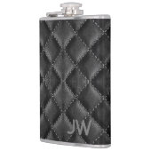 Trauzeuge mit einprägtem Monogramm-Schwarzleder Flachmann (Links)