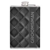 Trauzeuge mit einprägtem Monogramm-Schwarzleder Flachmann (Rückseite)