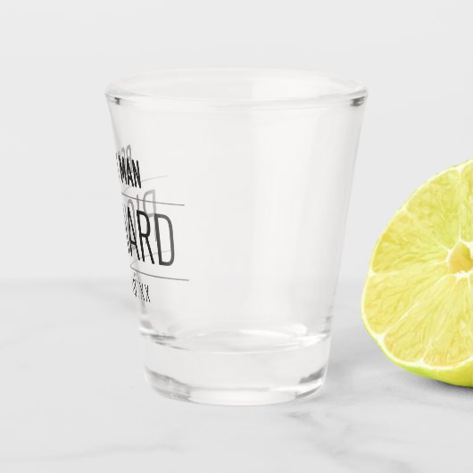 Trauzeuge Moderne Schwarztypografie Monogramm Schnapsglas (Rechts)