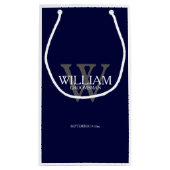 Trauzeuge Moderner Monogramm Name Elegance Navy Bl Kleine Geschenktüte (Rückseite)