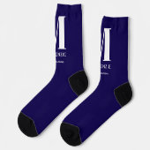 Trauzeuge Monogram Name Navy Blue Wedding Socken (Linkes Detail)