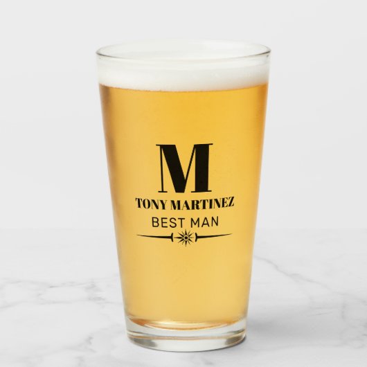 Trauzeuge Monogram Wedding Trauzeuge Beer Glas (Vorne (Gefüllt))