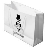 Trauzeuge Name Black Krawatte Mustache Große Geschenktüte (Vorderseite Schrägansicht)