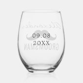 Trauzeuge Name Mustache Hochzeitdatum Weinglas Ohne Stiel (Rückseite)