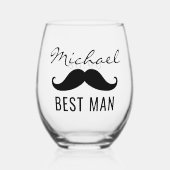 Trauzeuge Name Mustache Hochzeitdatum Weinglas Ohne Stiel (Vorderseite)