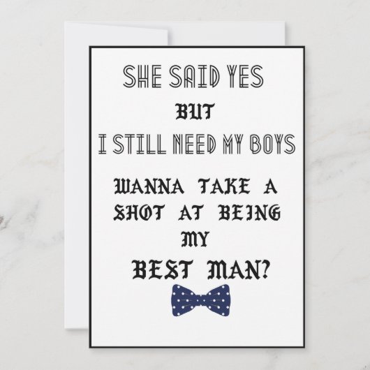 Trauzeuge oder Trauzeuge Vorschlag Hochzeit Einlad Einladung (Vorderseite)