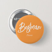 Trauzeuge Orange Weiße Hochzeits Knöpfe Button (Vorne & Hinten)