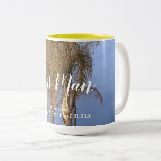 Trauzeuge Palm Trees Personalisierte Mugs Zweifarbige Tasse (VorderseiteRechts)