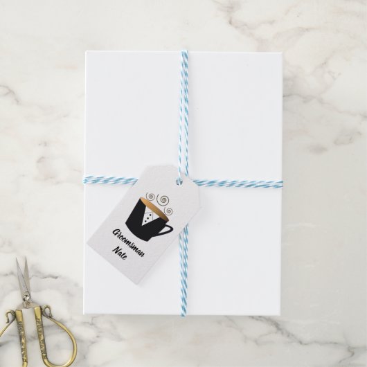 Trauzeuge Personalisiert Black Tuxedo Kleine Gesch Geschenkanhänger (Mit Garn)