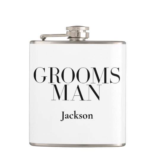 Trauzeuge Personalisiert White Black Moderner Einf Flachmann (Vorderseite)