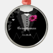 Trauzeuge Pink Gerber Hochzeit Weihnachtsdekoratio Silbernes Ornament (Vorne)