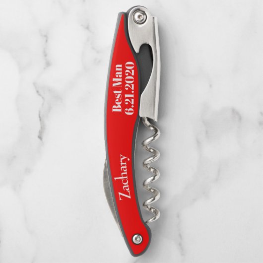 Trauzeuge Red Black Wedding Corkschrauben Kellnermesser (Rückseite)