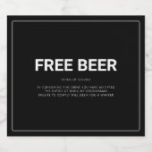 TRAUZEUGE Request Funny "FREE BIER" Bierflaschenetikett (Einzelnes Label)
