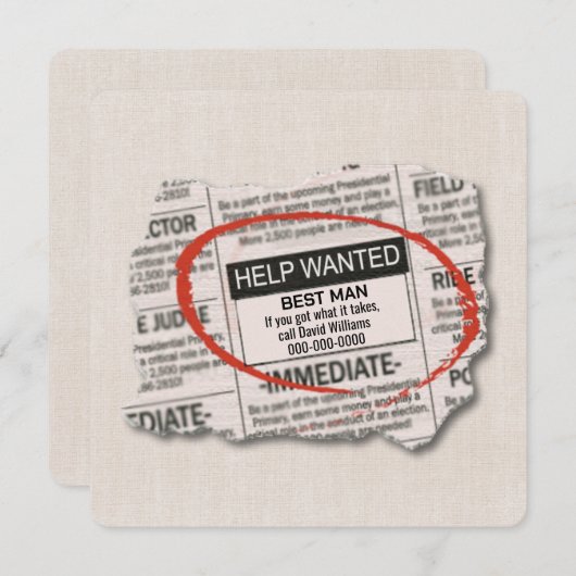 Trauzeuge Request Newspaper Ad Karte (Vorne/Hinten)