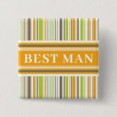 TRAUZEUGE Retro Orange Streifen Hochzeitsnamenstem Button (Vorderseite)