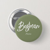 Trauzeuge Sage Grün Weiß Knopf Button (Vorne & Hinten)