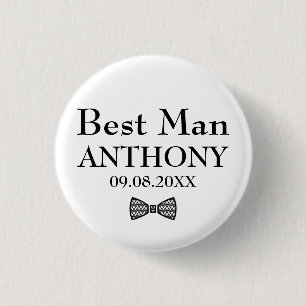 Trauzeuge Schwarz-Weiß-Individuelle Name-Geschenke Button
