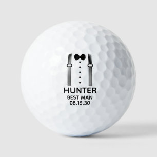Trauzeuge schwarze Fliege mit Hosenträgern Golfball