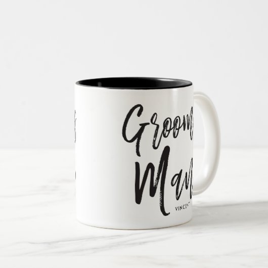 Trauzeuge | Skriptstil Custom Wedding Zweifarbige Tasse (VorderseiteRechts)