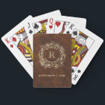 Trauzeuge Spielkarten<br><div class="desc">Vintage,  elegante,  personalisierte Spielkarten aus goldenem Holz für den Trauzeuge,  mit Datum,  Name und Initial.</div>