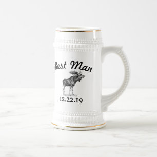 Trauzeuge Stein Vintage Elch Bierglas