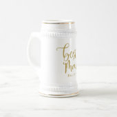 Trauzeuge Stilvolle Goldskriptaufschrift Hochzeit Bierglas (Vorderseite Links)