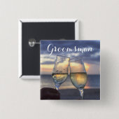 Trauzeuge Sunset on the Beach Hochzeitsknöpfe Button (Vorne & Hinten)